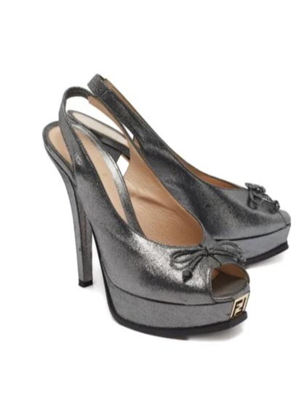 Fendi silver metallic leather pumps 8